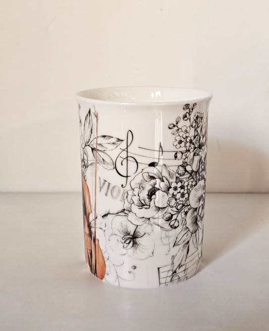 Tazza floreale con violino - interno con chiave di violino