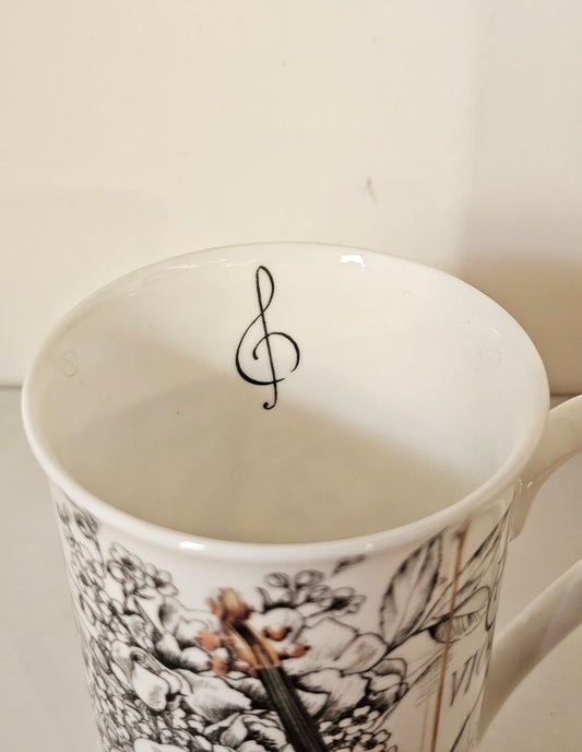 Tazza floreale con violino - vista frontale