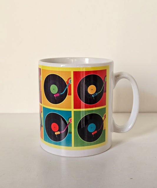 Tazza Dischi in Vinile Pop Art - vista laterale con manico a destra