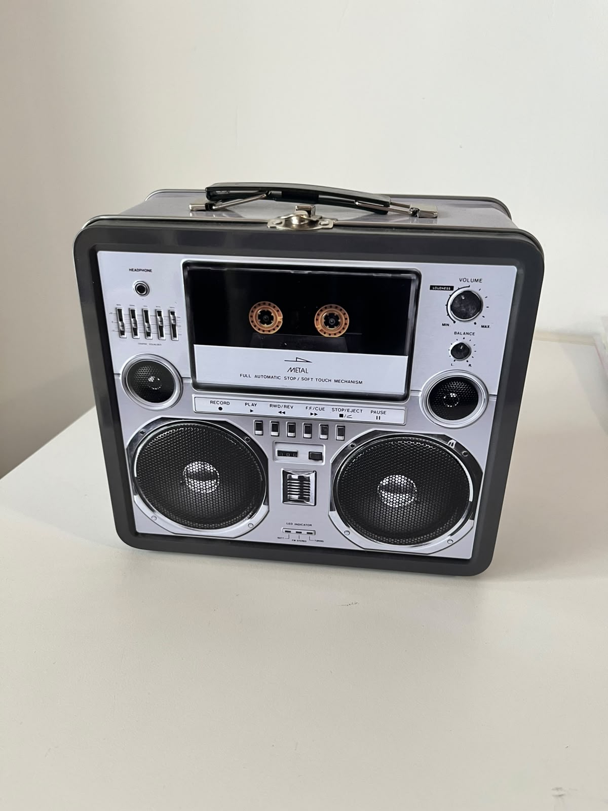 Porta Pranzo in Latta Boombox Vintage - vista frontale